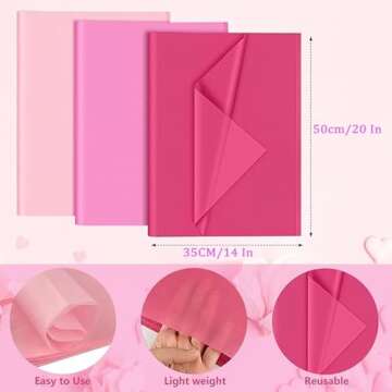 60 Sheets Tissue Paper for Packaging Gift Bags Decoration, Mixed Pink Wrapping Tissue Paper Bulk for...