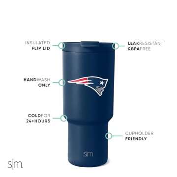 Simple Modern Officially Licensed NFL New England Patriots 30 oz Tumbler with Flip Lid and Straws | ...