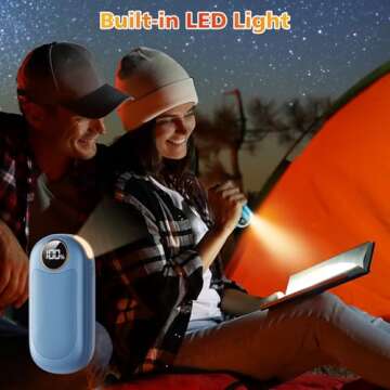 Hand Warmers Rechargeable 2 Pack, Dual Sided Electric Hand Warmer 14000mAh with Power Bank, 20Hrs Warmth, 8 Heating Mode, Portable Charging Pocket Heater for Men, Women, Raynauds, Camp, Hunting, Golf