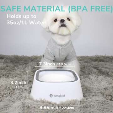 LumoLeaf Large Dog Water Bowl - No Spill & Drip-Free Design