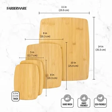 Farberware 4-Piece Reversible Bamboo Cutting And Charcuterie Board Set, Assorted Size