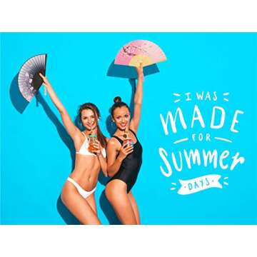 Zolee 2 PCS Small Folding Hand Fans - Elegant Bamboo Silk Fans for Events