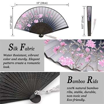 Zolee Small Folding Hand Fans - Vintage Style for Events