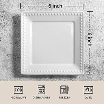 Elegant White Square Appetizer Plates Set of 6