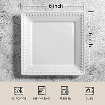 Elegant White Square Appetizer Plates Set of 6