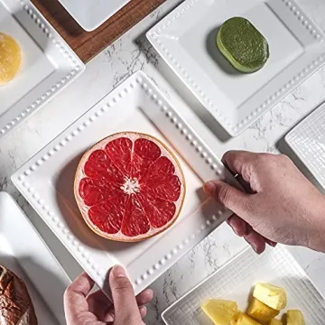 Elegant White Square Appetizer Plates Set of 6