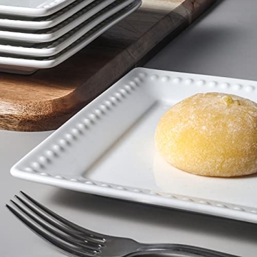 Elegant White Square Appetizer Plates Set of 6
