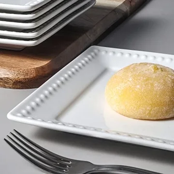 Elegant White Square Appetizer Plates Set of 6