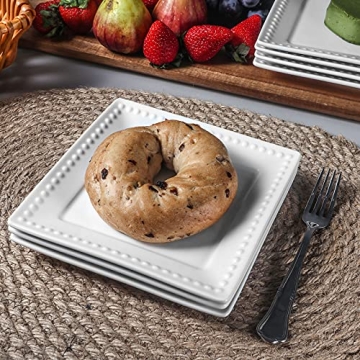 Elegant White Square Appetizer Plates Set of 6