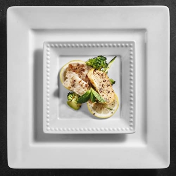 Elegant White Square Appetizer Plates Set of 6