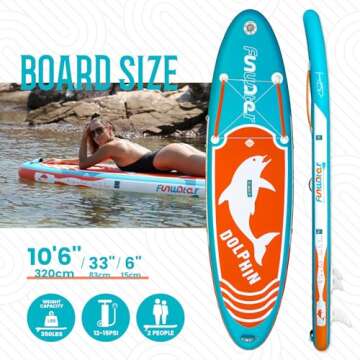 FunWater Inflatable Stand Up Paddle Boards Ultra-Light SUP Wide Stable Design Non-Slip Comfort Deck for Youth & Adults with Premium SUP Board Paddle Accessories