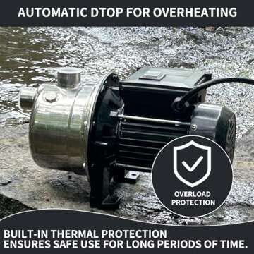 Lanchez 1/2 HP Shallow Well Pump，Garden Pump, Jet Pump Portable Stainless Steel Water Transfer Draining Irrigation Pump for Water Removal, Lawn Fountain Pump 960 GPH 125 Feet Height