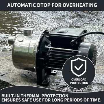 Lanchez 1/2 HP Shallow Well Pump，Garden Pump, Jet Pump Portable Stainless Steel Water Transfer Draining Irrigation Pump for Water Removal, Lawn Fountain Pump 960 GPH 125 Feet Height