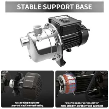 Lanchez 1/2 HP Shallow Well Pump，Garden Pump, Jet Pump Portable Stainless Steel Water Transfer Draining Irrigation Pump for Water Removal, Lawn Fountain Pump 960 GPH 125 Feet Height