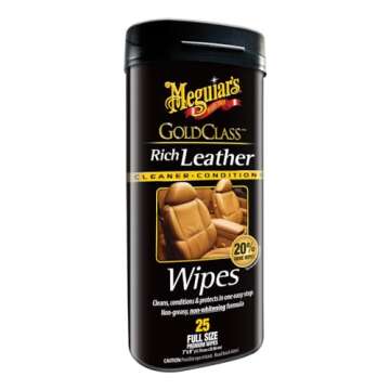 Meguiar's Gold Class Rich Leather Wipes - Cleaning & Conditioning Wipes for All Leather