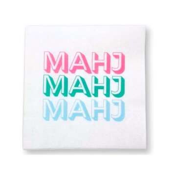 Mahjong Cocktail Napkins - 50-Pack | 5'' x 5'' folded Mahjongg Luxury, Linen-Feel, Disposable Drink ...