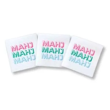 Mahjong Cocktail Napkins - 50-Pack | 5'' x 5'' folded Mahjongg Luxury, Linen-Feel, Disposable Drink Napkins| Eco-Friendly, Super Absorbent (STYLE 1)