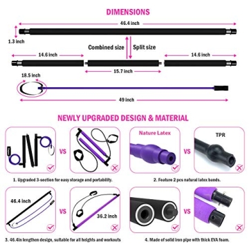 Viajero Portable Pilates Bar and Resistance Bands Kit