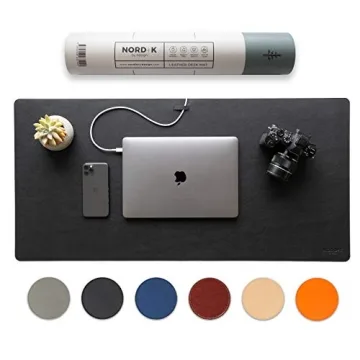 Nordik Leather Desk Mat - Premium Black 35 x 17 inch - Stylish Desk Pad Protector