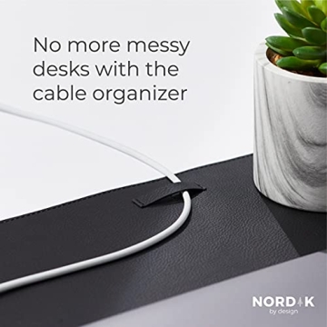 Nordik Leather Desk Mat Cable Organizer - Premium Black 35x17