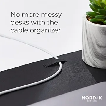 Nordik Leather Desk Mat Cable Organizer - Premium Black 35x17