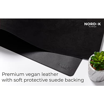 Nordik Leather Desk Mat Cable Organizer - Premium Black 35x17