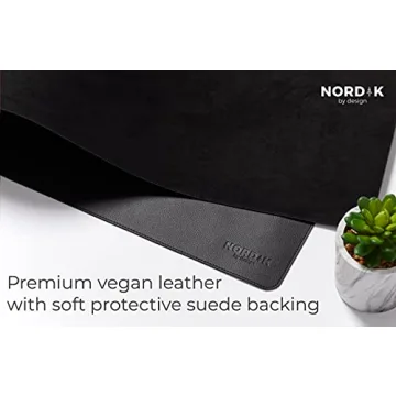 Nordik Leather Desk Mat Cable Organizer - Premium Black 35x17