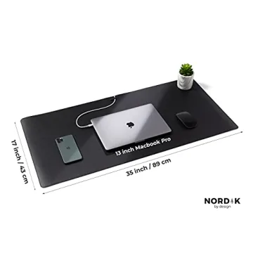Nordik Leather Desk Mat Cable Organizer - Premium Black 35x17