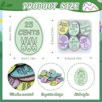 Hedeey Easter Egg Fillers,30 Pack Wooden Easter Egg Tokens for Kid,Easter Stuffers with 30 Different Engraved Sayings,Easter Eggs Filled Actity for Kids Teens Toddler Girls Boys(Egg)