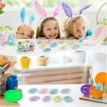Hedeey Easter Egg Fillers,30 Pack Wooden Easter Egg Tokens for Kid,Easter Stuffers with 30 Different Engraved Sayings,Easter Eggs Filled Actity for Kids Teens Toddler Girls Boys(Egg)