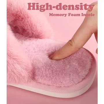 Ankis Women's Pink Fuzzy Fluffy Slippers for Cozy Comfort