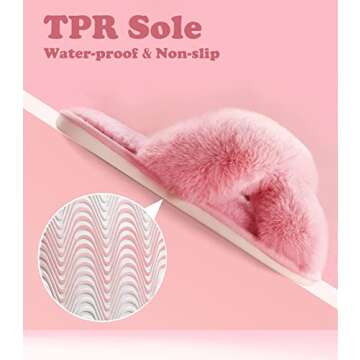 Women Pink Fuzzy Fluffy Slippers-Ankis Soft Cozy Plush Fuzzy Slippers Faux Rabbit Fur Memory Foam Furry Open Toe Breathable Fuzzy Slippers Bedroom Warm Comfy Cross Band Slippers for Women House Indoor