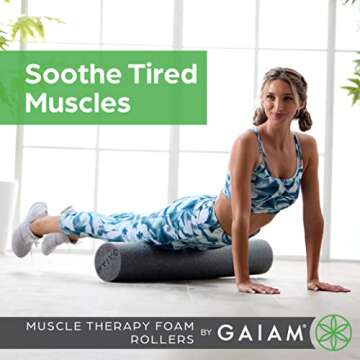 Gaiam Restore Foam Roller for Muscle Massage - 36" Long Foam Roller, Deep Tissue Muscle Massager for Sore Muscles & Stimulation - Total Body Pain Relief, Back, Neck, Foot, Calf, Leg, Arm - Grey