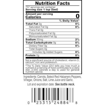 Marie Sharp's Hot Habanero Pepper Sauce, 1 Gallon, 128 Ounce