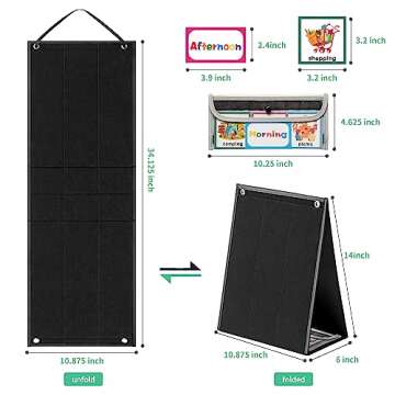 ANCOMEDO Large Black Visual Schedule Chart for Kids Chore with 92 Pcs Cards, Visual Behavioral Routi...