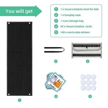 ANCOMEDO Large Black Visual Schedule Chart for Kids Chore with 92 Pcs Cards, Visual Behavioral Routine Tool for Toddlers, Daily Schedule Board Autism Learning Materials for Classroom Home