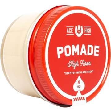 ace high, High Noon Pomade 2-Pack, Barbershop Scent, Strong Hold, Natural Shine, Water Based, Hand C...