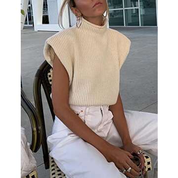 Ameliever Women's High Neck Knit Sweater Vest Sleeveless Ribbed Pullover Tank Tops