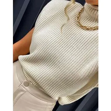 Ameliever Women's High Neck Knit Sweater Vest Sleeveless Ribbed Pullover Tank Tops