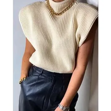 Ameliever Women's High Neck Knit Sweater Vest Sleeveless Ribbed Pullover Tank Tops