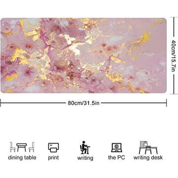 Loveon Large Mouse Pad,Cute Extended Gaming Desk Decor Pad,Office Desk Mat,PU Leather Waterproof Mousepad,Computer PC Laptop Pads for School Office Home and Game,31.5" x 15.7"-Rose Golden Marble