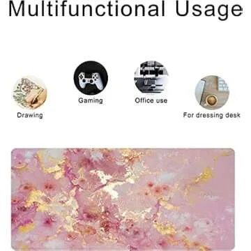 Loveon Large Mouse Pad,Cute Extended Gaming Desk Decor Pad,Office Desk Mat,PU Leather Waterproof Mousepad,Computer PC Laptop Pads for School Office Home and Game,31.5" x 15.7"-Rose Golden Marble