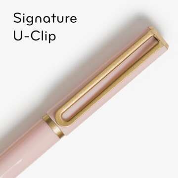 U Brands Catalina Felt Tip Pens, Set of 6, Classic Chic Stripes and Dots with Gold Details, Medium (0.7 mm) Point, Black Ink