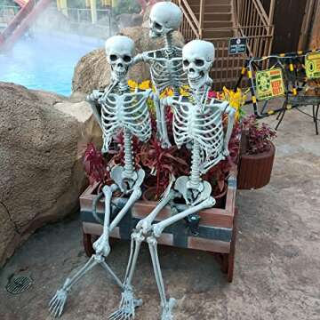 AOFOX 5.4ft Halloween Human Skeletons Full Body Bones with Movable Joints for Halloween Props Spooky Party Decoration, 2Packs