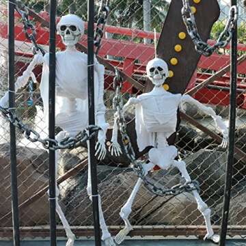 AOFOX 5.4ft Halloween Human Skeletons Full Body Bones with Movable Joints for Halloween Props Spooky Party Decoration, 2Packs