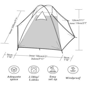 Forceatt Camping Tent-2 Person Tent, Waterproof & Windproof. Lightweight Backpacking Tent, Easy Setu...