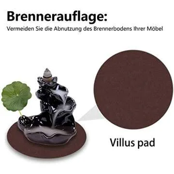 DK177 Waterfall Incense Holder Backflow Cone Ceramic Burner Handcrafted Porcelain Censer Incense Stick Stand with 20 Free Cones