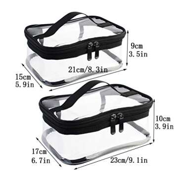Wobe 2 Pack Portable Clear Makeup Bag Zipper Waterproof Cosmetics Bag Transparent Travel Storage Car...