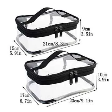 Wobe 2 Pack Portable Clear Makeup Bag Zipper Waterproof Cosmetics Bag Transparent Travel Storage Car...