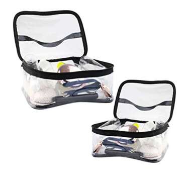 Wobe 2 Pack Portable Clear Makeup Bag Zipper Waterproof Cosmetics Bag Transparent Travel Storage Carry Pouch PVC Zippered Toiletry Bag Organizers With Handle for Vacation Travel, Bathroom